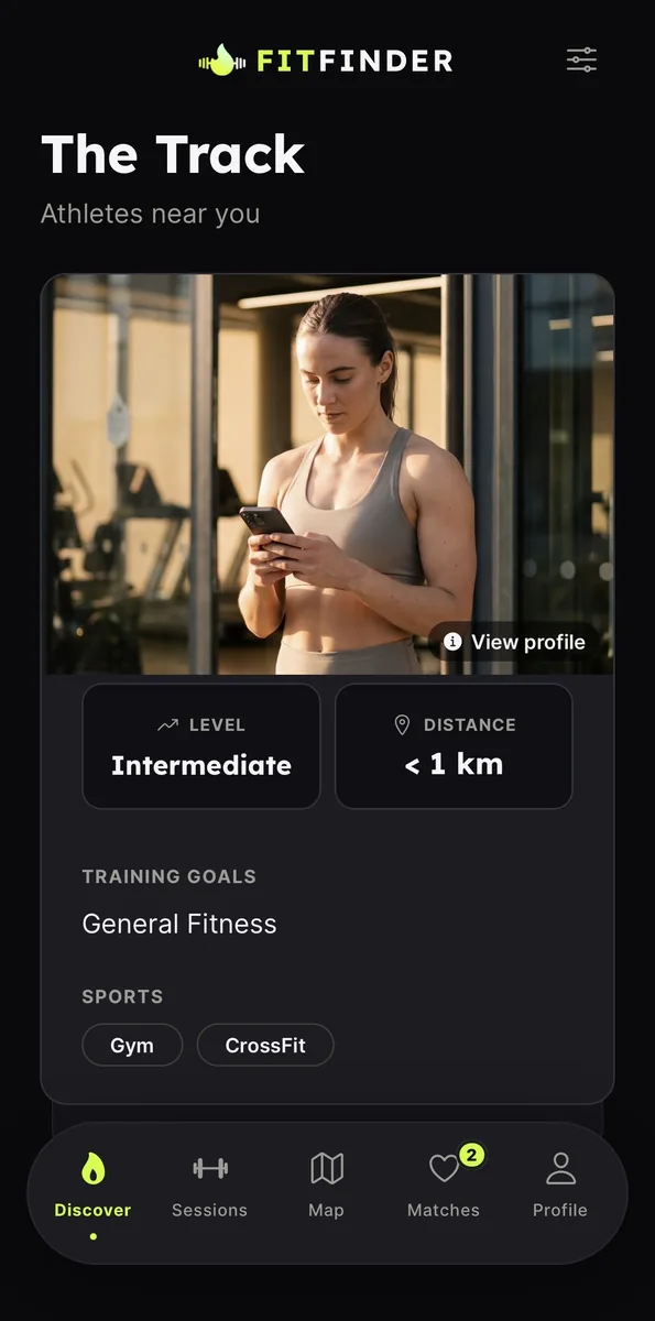 FitFFinder app screen