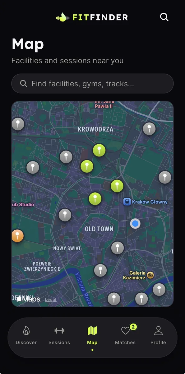 FitFFinder app screen