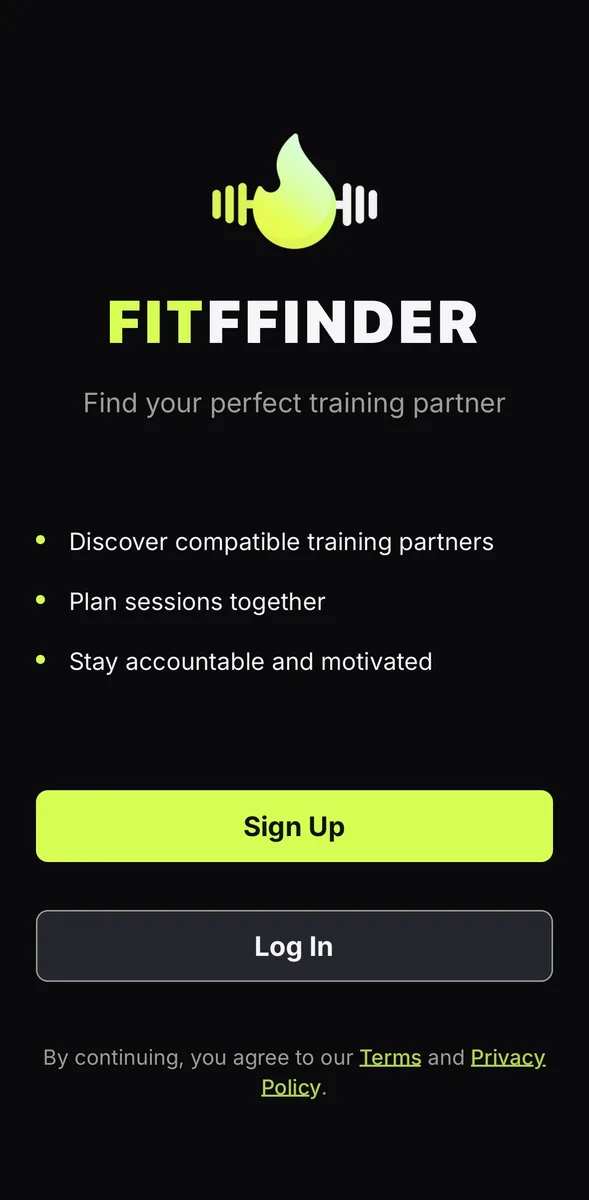 FitFFinder profile setup screen